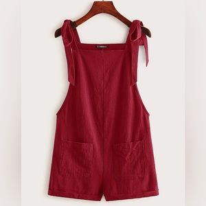 Burgundy Overall Shorts